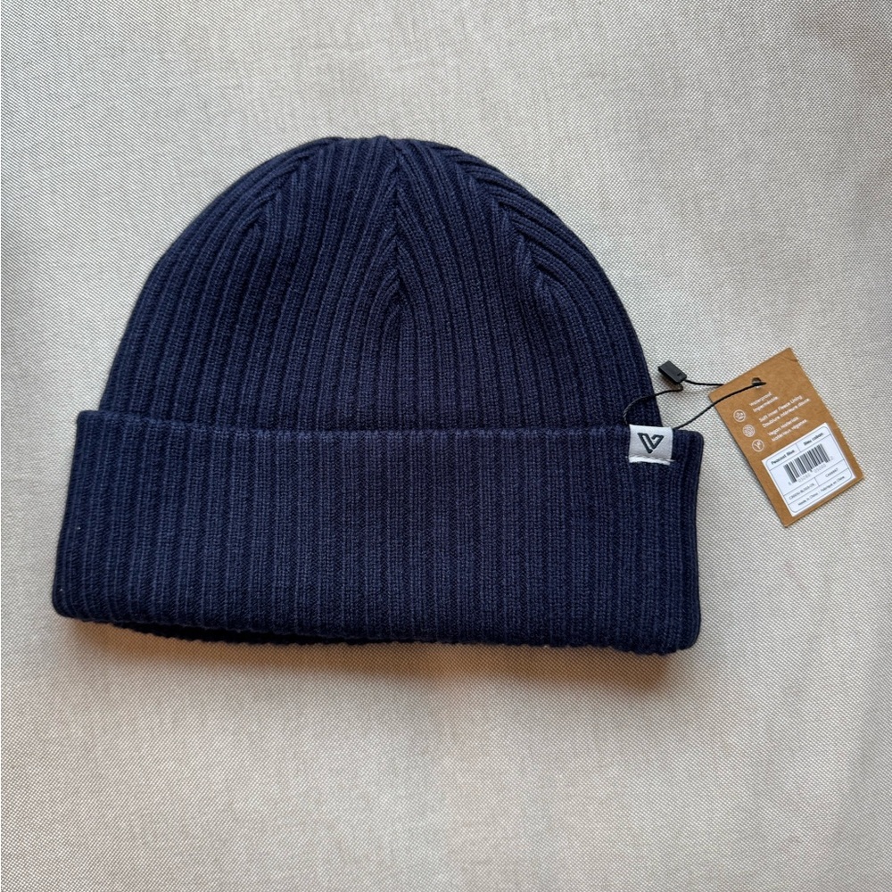 Navy Blue Ribbed Knit Beanie